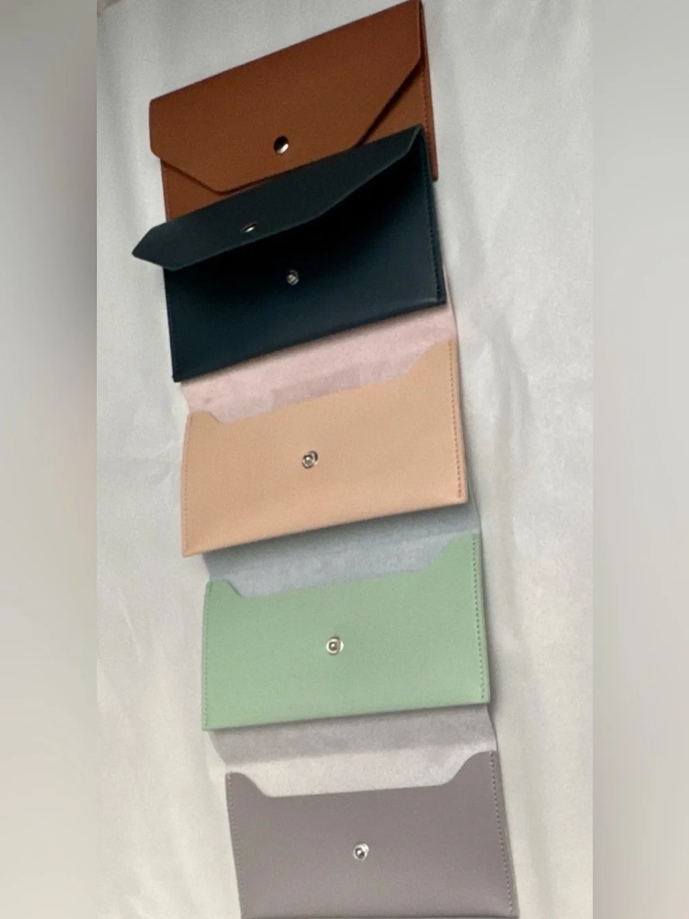 Women's Envelope Wallet Set — Brown, Blush Pink, Black, Mint, Gray